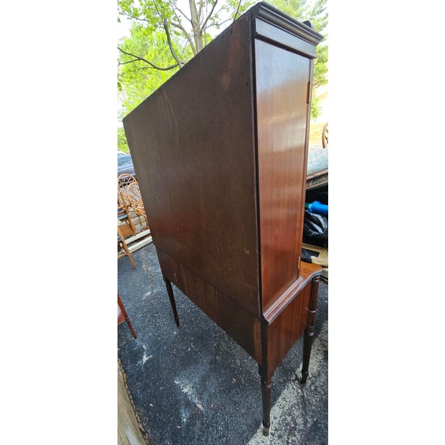 Federal Style Crotch Mahogany Secretary Bookcase For Sale - Image 9 of 11