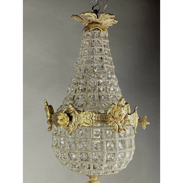 1980s French Louis XVI Gold Bronze Chandelier For Sale - Image 9 of 18