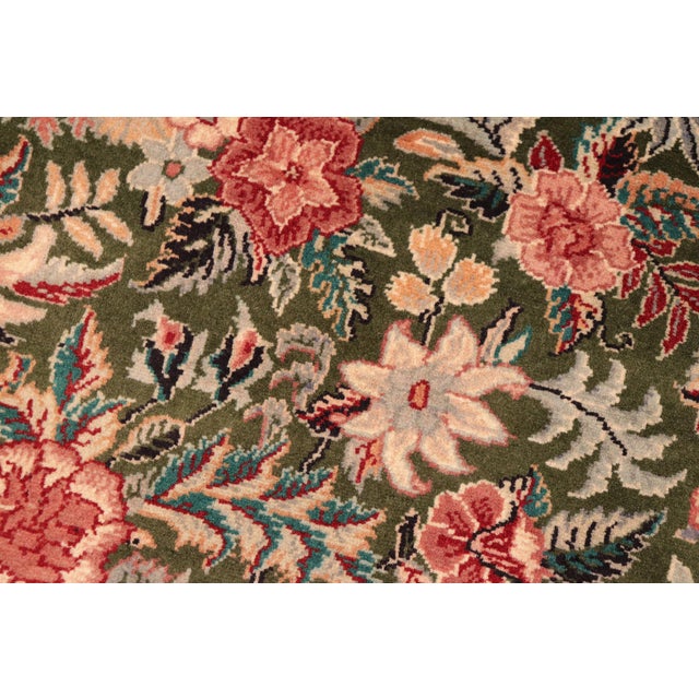 Elegant Floral 1990's Pak-Persian Green/Gold Wool Rug - 6'0'' X 9'3'' For Sale - Image 4 of 9