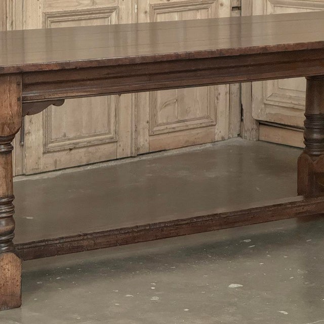 Burnt Umber 18th Century English Oak Trestle Dining Table With Turned Supports For Sale - Image 8 of 17