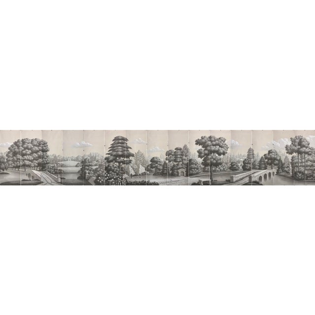 Custom Hand-Painted English Landscape Mural on Tea Paper | Scenic Wall Panels For Sale