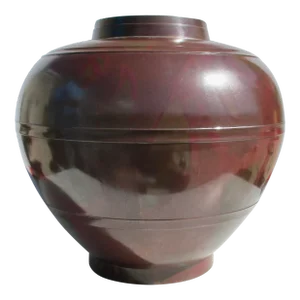 Hannya Kankei Japanese Studio Bronze Urn & Case Circa 70s