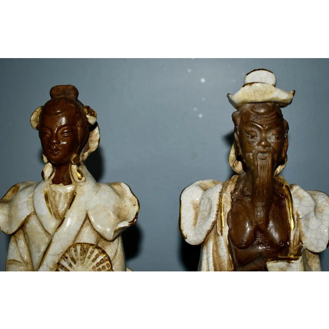 Vintage Pair of Italian Made Asian Figures For Sale - Image 9 of 12