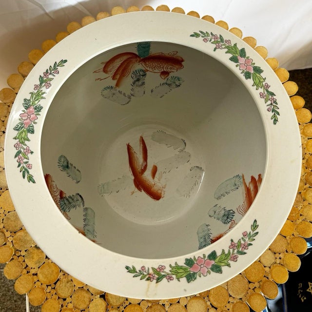 Chinese Hand Painted Porcelain Fishbowl Vase/Planter For Sale In Miami - Image 6 of 8