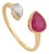 Pear Cut 1.45ct Ruby Diamond Open Face Modern 14k Gold Ring Size 8 For Sale