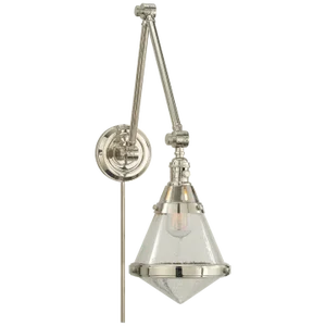 Thomas O'Brien for Visual Comfort Signature Gale Library Wall Light in Polished Nickel with Seeded Glass