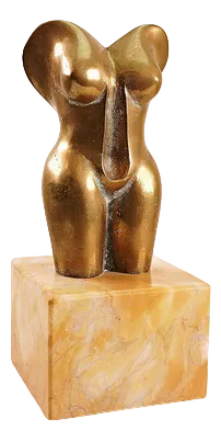 Vintage Bronze Artistic Woman's Bust with Marble Base
