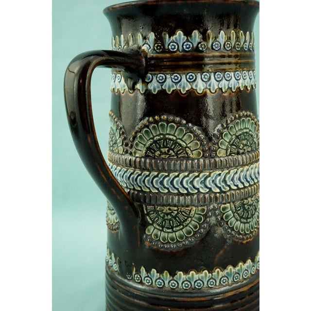 Majolica Ceramic Jug Vase with Bas-Relief from by Royal Doulton Lambeth, England, 19th Century For Sale - Image 17 of 18