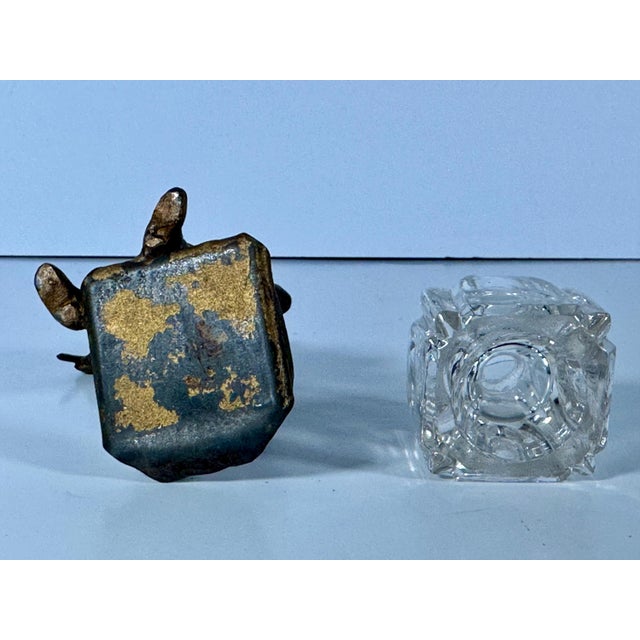 Antique Bronzed Spelter Ivorine Celluloid Sporting Tennis Figural Inkwell For Sale - Image 9 of 10
