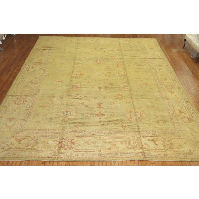 Queen Anne Early 21st Century Zabihi Collection Oversize Green Gold Turkish Oushak Carpet - 12'5" x 16'8" For Sale - Image 3 of 11