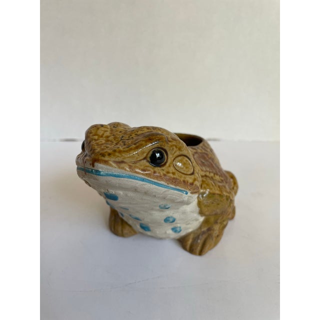 Vintage Glazed Ceramic Figurative Frog Sponge Holder/Planter For Sale - Image 9 of 10
