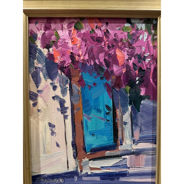 2022 Oil Post-Impressionist Jose Trujillo Original Flowered Doorway, Framed For Sale In Houston - Image 6 of 8