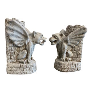 Gargoyle Stone Bookends - A Pair For Sale