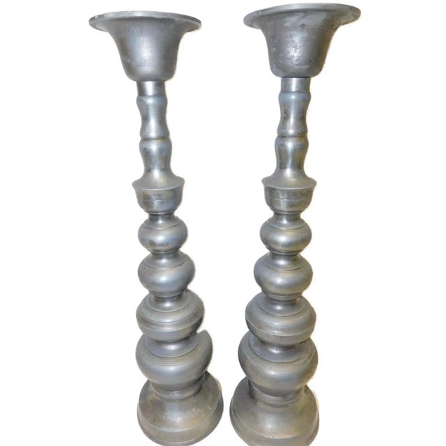 Pair of Vintage Metal Candlesticks For Sale - Image 10 of 11