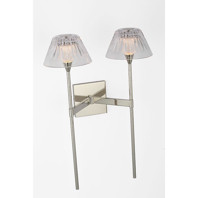 Waterford for Visual Comfort Signature Blaze 19" 2 Light Tail Sconce in Polished Nickel with Clear Crystal For Sale - Image 10 of 13