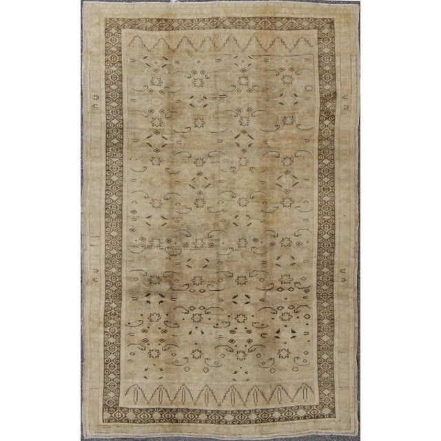 Unique Turkish Oushak With Overall Design in Cream, Gray and Brown Highlights For Sale - Image 9 of 9