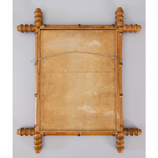 1900 - 1909 Antique French Faux Bamboo Carved Mirror For Sale - Image 5 of 6
