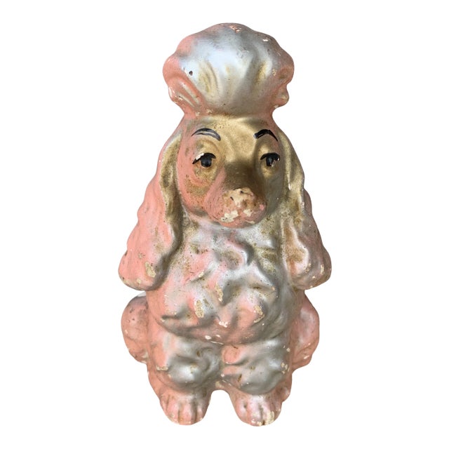 Mid-Century Pink Chalkware Dog Coin Bank For Sale