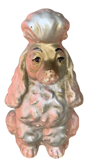Mid-Century Pink Chalkware Dog Coin Bank