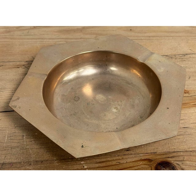 Mid-Century Modern Vintage Geometric Brass Ashtray For Sale - Image 3 of 6