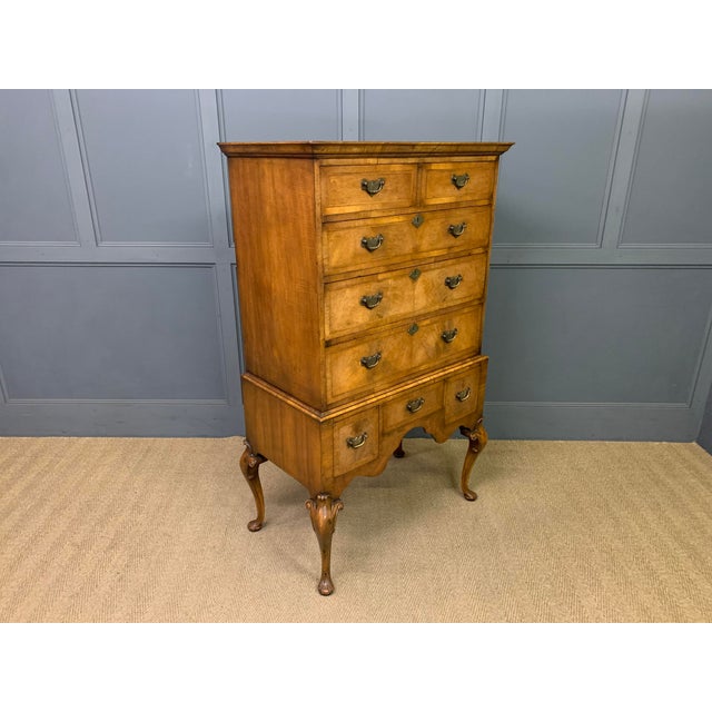 1910s Burr Walnut Chest on Stand, 1910 For Sale - Image 5 of 15