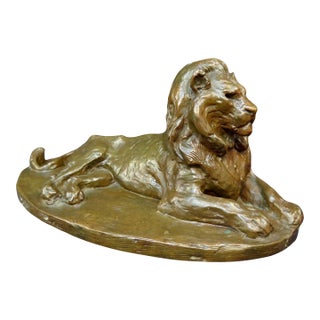 Late 19th Century Recumbent Lion Bronze For Sale