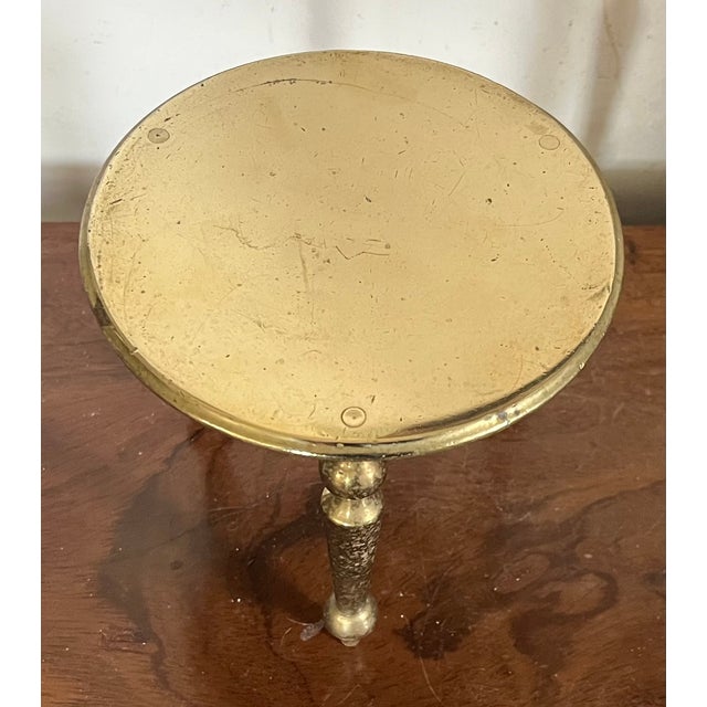 Late 19th Century Antique 19th Century English Victorian Miniature Brass Tripod Table Trivet or Candle Riser Stand For Sale - Image 5 of 18