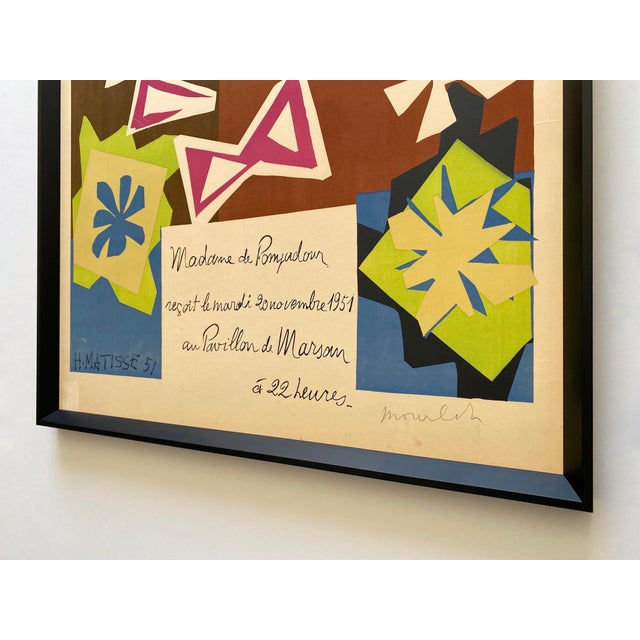 Henri Matisse Vintage 1951 Mourlot Fine Art Lithograph Print " Madame De Pompadour " Framed French Mid Century Modernist Paris Poster For Sale - Image 17 of 18