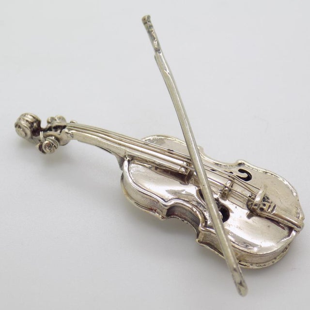 1980s Vintage Italian Handmade Silver Violin with Arc, Tuscany, 1980s For Sale - Image 5 of 12
