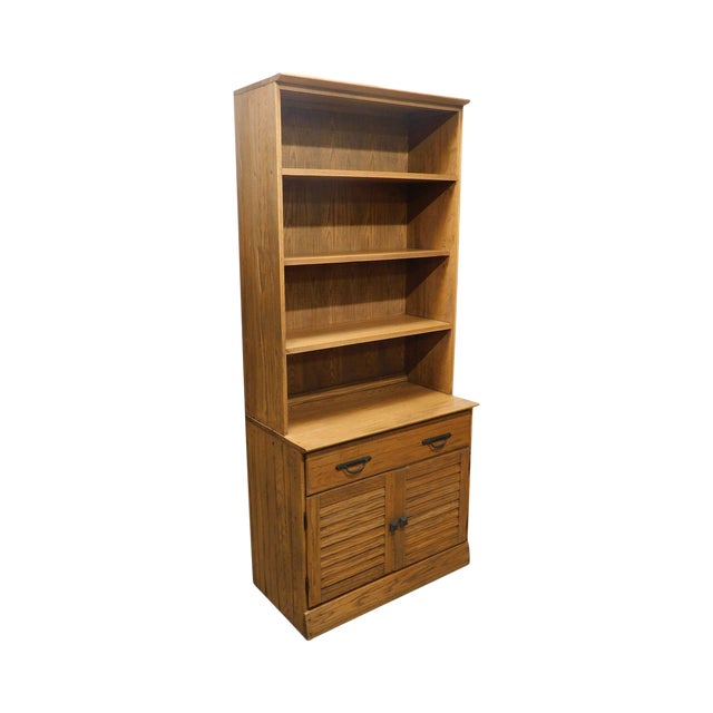 Brandt Ranch Oak Bookcase Top Louvered Door Storage Cabinet Chairish