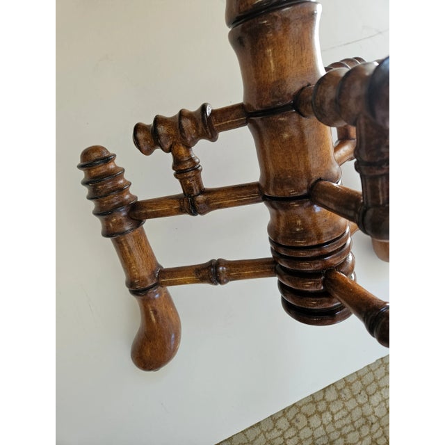 1950s Vintage Honey Colored Faux Bamboo Turned Occasionsl Table With Octagonal Top For Sale - Image 5 of 5