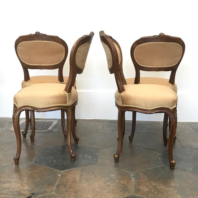 Vintage Louis XV Walnut French Dining Chairs Set of 4 Chairish