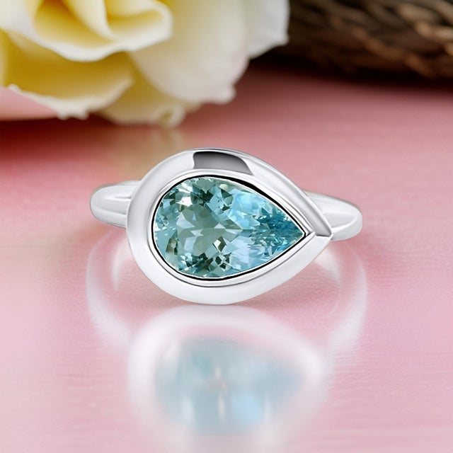 Natural Solitaire Aquamarine Ring 6.5 14k W Gold 1.60 TCW Certified For Sale - Image 10 of 12