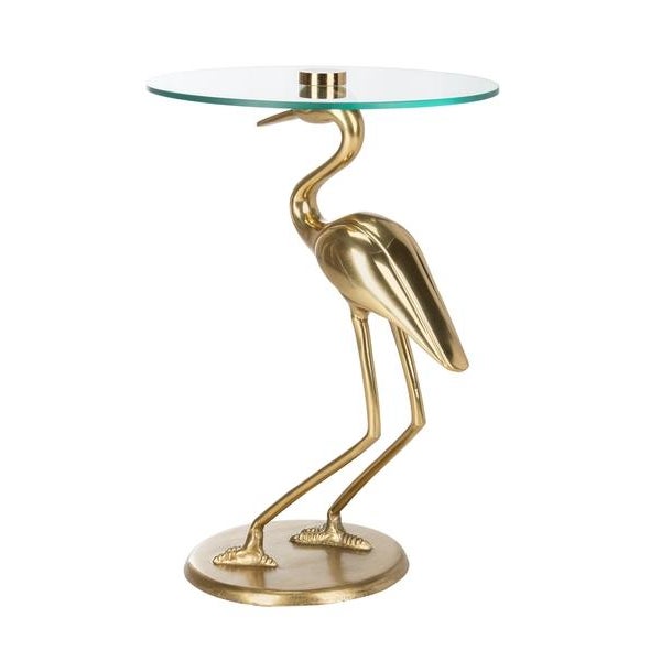 Gold Tori Crane Base Accent Table - Gold/Glass For Sale - Image 8 of 8