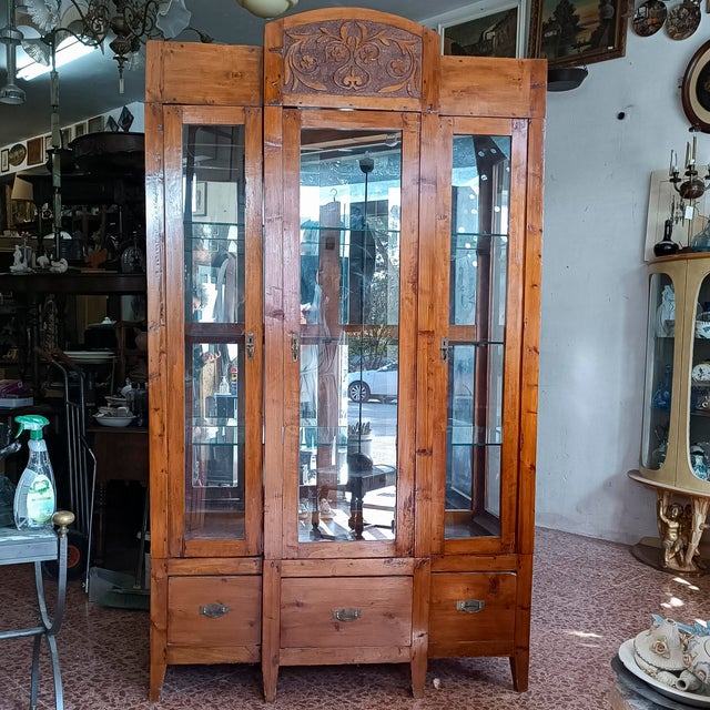 Showcase Credenza with Back Mirrors Glass Tops and Drawers For Sale - Image 11 of 18