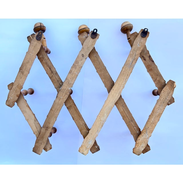 1920s French Antique Faux Bamboo Accordion Hat & Coat Rack For Sale - Image 4 of 6