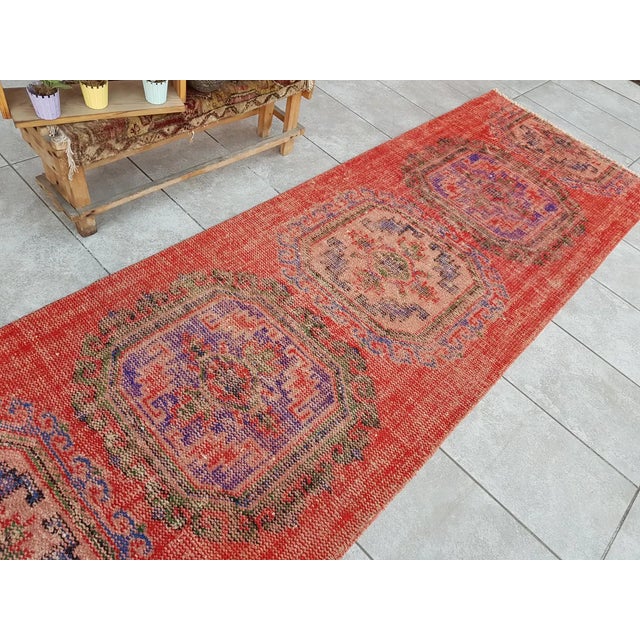 Red Small Decorative Vintage Runner For Sale - Image 8 of 10