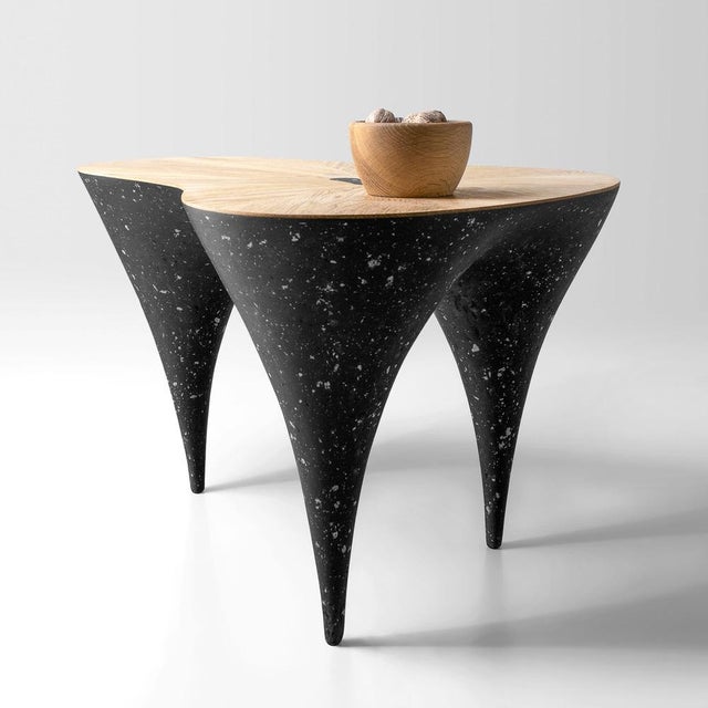 Not Yet Made - Made To Order Contemporary Curved Oak & Black Concrete Coffee Table by Donatas Žukauskas For Sale - Image 5 of 11