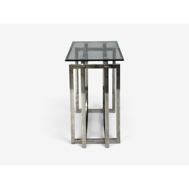 Constructivist Style, Console Table, Chromed Steel, Beveled Glass, Usa, 1980s For Sale - Image 11 of 11