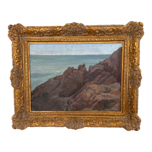 Vintage Seascape by Ben Carré Oil on Board in Gilt Frame