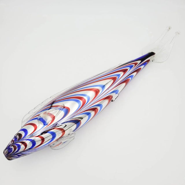 1900 - 1909 Vintage Murano Large Glass Mirrored Fish, Italy For Sale - Image 5 of 6