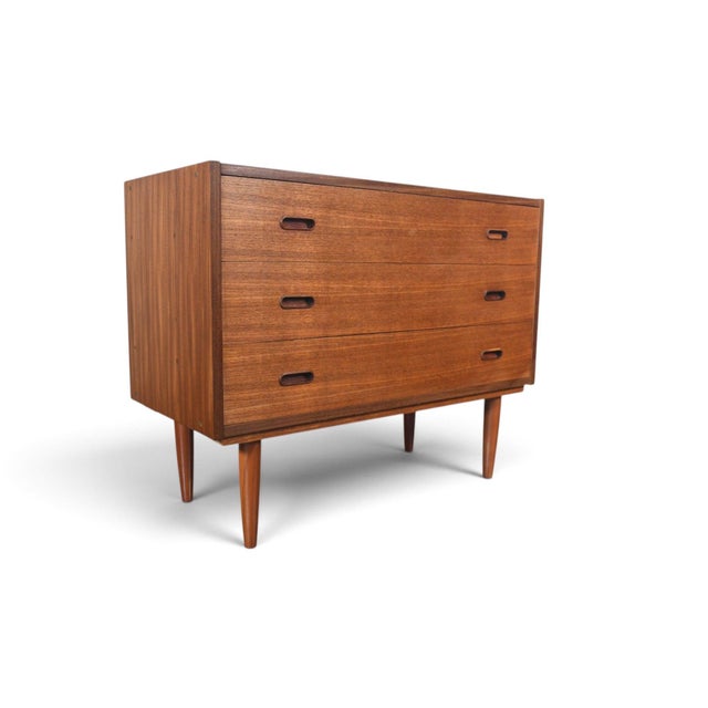 Wood Mid 20th Century Three Drawer Vodder Style Chest in Teak With Finished Back For Sale - Image 7 of 8