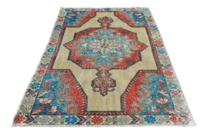 1970s Decorative Hand Knotted Luxury Oushak Vintage Turkish Rug