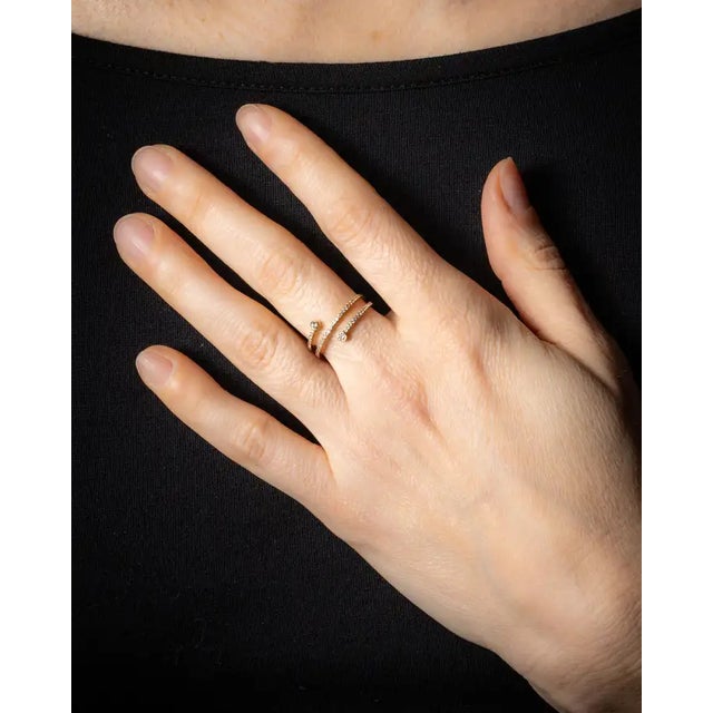 18k Gold Triple Band of Pave` Set Diamonds, Size 7 For Sale - Image 4 of 4