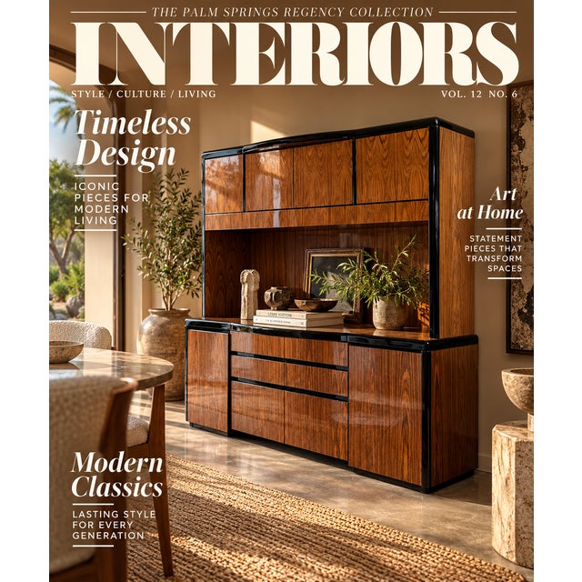A vintage mid-century Danish Modern rosewood veneer credenza and detached hutch from Brouer Mobelfabrik, Denmark. This two...