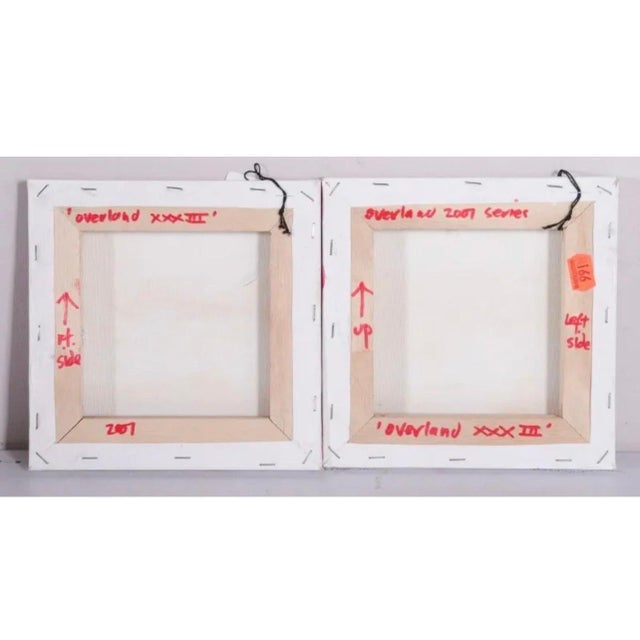 Pink Martyn Jones, Surrealist Abstract Painting Pair, Martyn Jones British Color Diptych Painting For Sale - Image 8 of 10