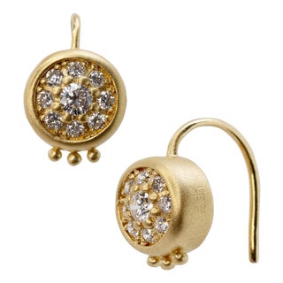 Muse 18K Gold Diamond Hook Earrings, A Pair For Sale