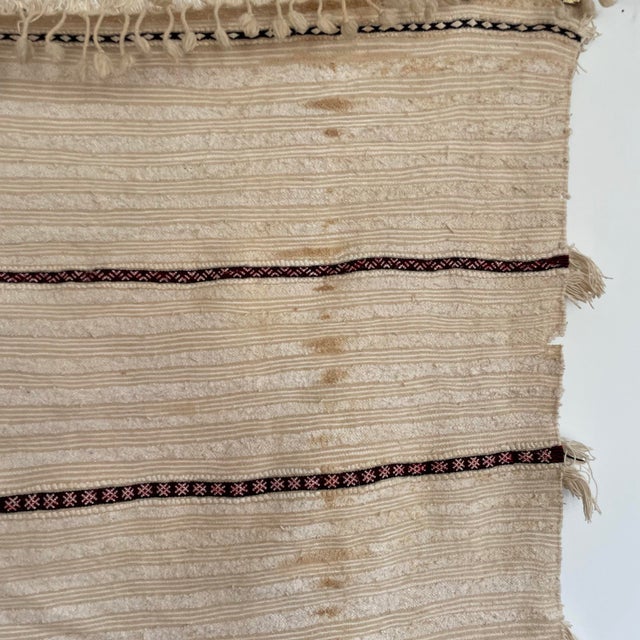 Beige Vintage Moroccan Bridal Handira Berber Wedding Blanket Tapestry For Sale - Image 8 of 8