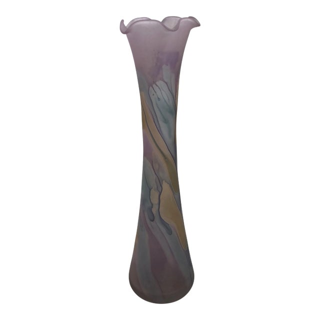 1950s Ilanit Hand Painted Tall Vase For Sale