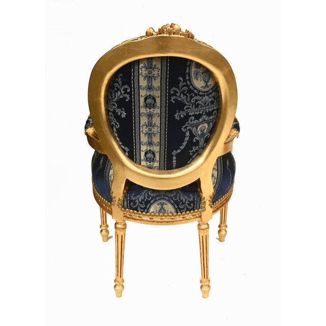 French Louis XVI I Gilt Armchairs, Set of 2 For Sale - Image 6 of 9
